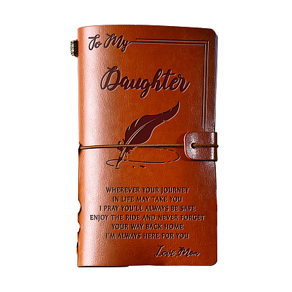 1Pc Paper Notebook, with Imitation Leather, Rectangle with Word Pattern