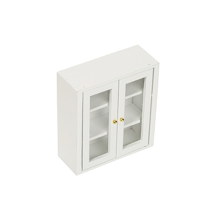Miniature Wood Cabinet, Mini 3 Layer Display Cupboard with Door, for Dollhouse