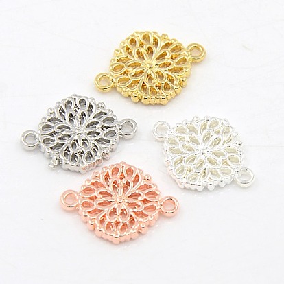 Alloy Hollow Flower Links Connectors, 13x18x2mm, Hole: 1mm