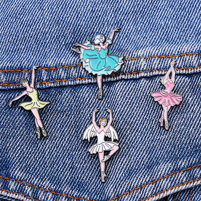 Broche con insignia de niña bailarina de ballet de dibujos animados, Alfileres esmaltados para mujer, dulce y encantadora chica de baile, fresco