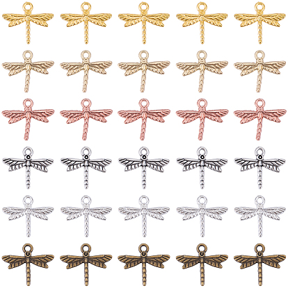 120 шт 6 цвета подвески из цинкового сплава в тибетском стиле, стрекоза