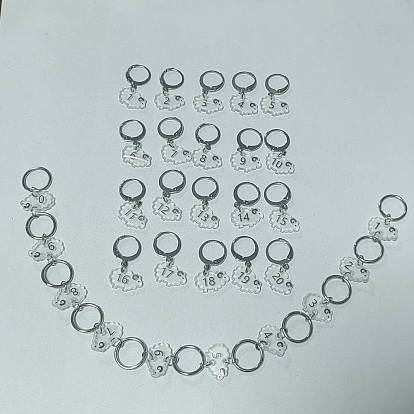 Schaf Acryl Strickhäkel Maschenmarkierer Halter, mit 304 Edelstahl Zubehör