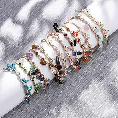 12шт. 12 цвета браслеты с подвесками из натуральных и синтетических драгоценных камней для мужчин и женщин