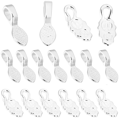 30 pièces 2 styles pinces en alliage, cales plates à coller pour la fabrication de pendentifs, ovale/feuille