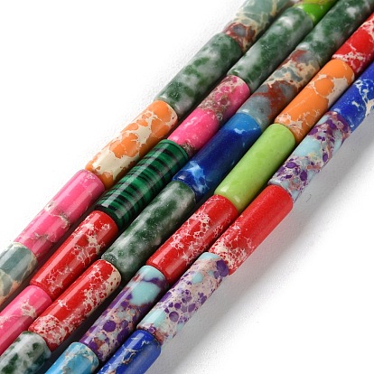 Нити бусин из синтетической императорской яшмы, синтетического малахита и натуральной зеленой пятнистой яшмы, смешанные окрашенные и неокрашенные, колонка