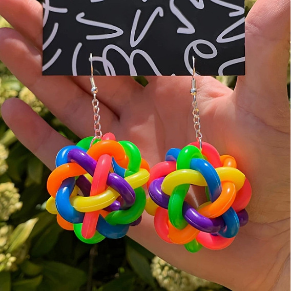 Серьги из сплава из смолы, сотканный круглый