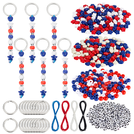 DIY Making Kit,Including 4 Strands Waxed Polyester Cord, Plastic Beads, Acrylic Beads