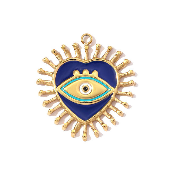 304 нержавеющей стальной эмали подвески, сердце с оберегами от сглаза, зеркальная полировка, ионное покрытие (ip)