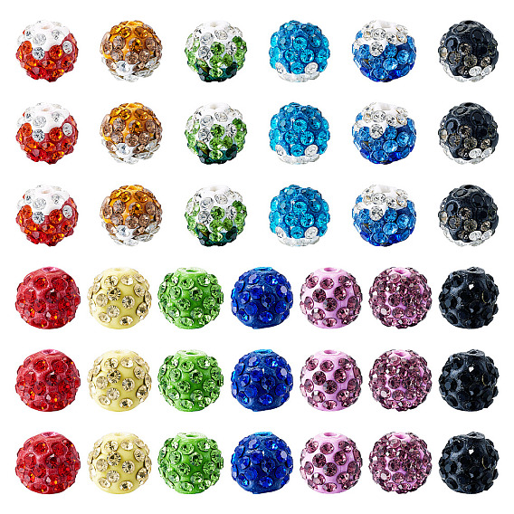 52шт 13 цветные бусины из полимерной глины со стразами, pave disco бусины, круглые