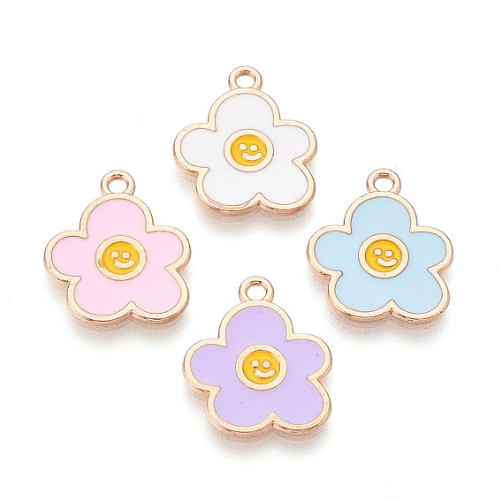 Подвески из сплава и эмали, цветок, без кадмия и без свинца, золотые