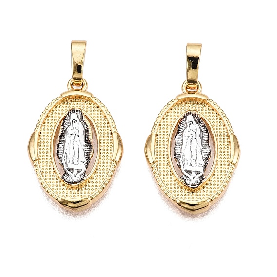 Латунные подвески, без кадмия и без свинца, овал с подвесками Девы Марии
