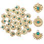 30шт 3 стили подвески из сплава синтетической бирюзы, с кристальными стразами, плоский круглый и сердце и очарование солнца
