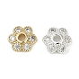 Колпачки для бусин из прозрачного кубического циркония из латуни, без кадмия, без никеля и без свинца, цветок