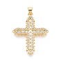 Латунные микропаве прозрачные подвески с фианитом, крест прелести