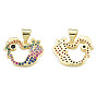 Brass Micro Pave Cubic Zirconia Pendants, with Brass Snap on Bails, Nickel Free, Real 18K Gold Plated, Chick Charm