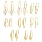 16шт 8 стили латунные крючки для сережек, с кубическим цирконием и горизонтальной петлей, без никеля 