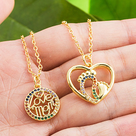 Gold Plated Heart Pendant Necklace with Micro Inlaid Zirconia Stones - Perfect Mother's Day Gift!