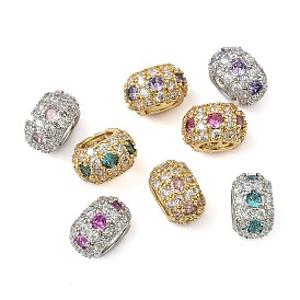 Латунные микро проложить Цирконий Европейский бисером, RONDELLE большие шарики отверстия, стойки покрытие, долговечный, без кадмия и без свинца