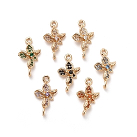 Подвески для стеклянных разъемов, звенья из латуни с прозрачным кубическим цирконием, без кадмия, без никеля и без свинца, разноцветные