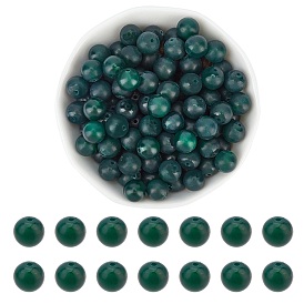 ARRICRAFT Natural Green Onyx Agate Beads Strands, Frosted, Dyed, Round