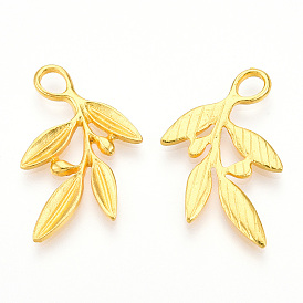 Alloy Pendants, Cadmium Free & Lead Free, Leafy Branch Charms
