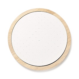 Flat Round Bamboo Jewelry Earring Stud Organizer Display Stands, Earrings Tray with PU Leather Mat