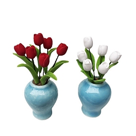 Clay Tulip Flower Pot Ornaments, Micro Landscape Home Dollhouse Accessories, Pretending Prop Decorations