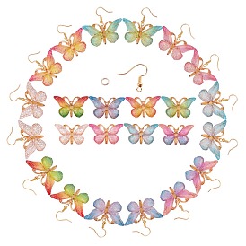 DIY Butterfly Acrylic Earring  Making Kits, include Transparent Acrylic Pendants, Brass Earring Hooks & Open Jump Rings