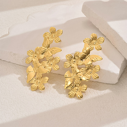 Элегантные серьги-гвоздики в виде цветка из латуни