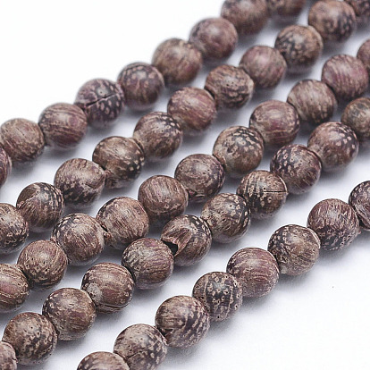 Natural Sandalwood Beads Strands, Round, Dyed