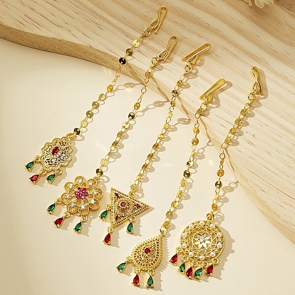 Медные заколки для волос индийские цепочки на лоб, свадебное украшение для головы из кубического циркония