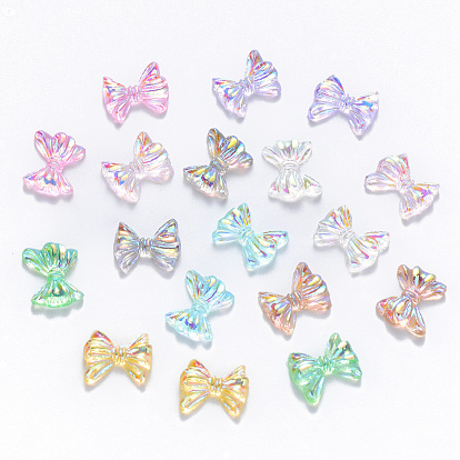 Resin Cabochons, Nail Art Decoration Accessories, AB Color Plated, Bowknot