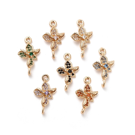 Подвески для стеклянных разъемов, звенья из латуни с прозрачным кубическим цирконием, без кадмия, без никеля и без свинца, разноцветные