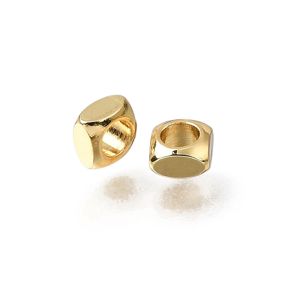 Brass Beads, Square, Rack Plating, Long-Lasting Plated