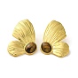 304 Stainlee Steel with Tiger Eye Bead Studs Earring, Ginkgo Leaf