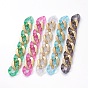 Handmade Golden Plated CCB Plastic & Transparent Acrylic Cuban Link Chains, Twisted Chains, for Jewelry Making