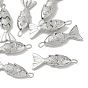 SHEGRACE Brass Micro Pave Clear Cubic Zirconia Pendants, Fish Charms, Cadmium Free & Lead Free & Nickel Free