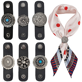 6 шт. 6 стили из искусственной кожи с цинковым сплавом наборы зажимов для шарфа