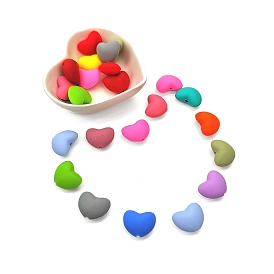 Food Grade Eco-Friendly Silicone Focal Beads, Chewing Beads For Teethers, DIY Nursing Necklaces Making, Heart