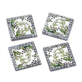 Embossed Graffiti Acrylic Pendants, for Earring Making, Square