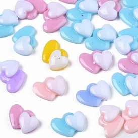 Opaque Resin Cabochons, Double Heart