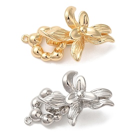 Brass Fold Over Clasps, Long-lasting Plated, Flower