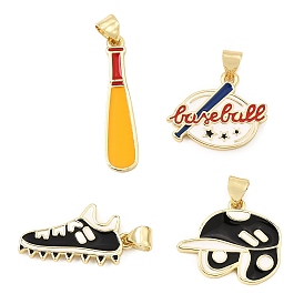Baseball Alloy Enamel Pendants, Golden