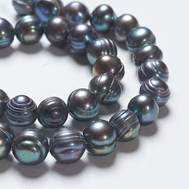 Natural Cultured Freshwater Pearl Beads Strands, Dyed, Potato