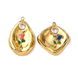 304 нержавеющей стальной эмали подвески, со стразами, , вакуумное покрытие pvd, реальный 18 k позолоченный