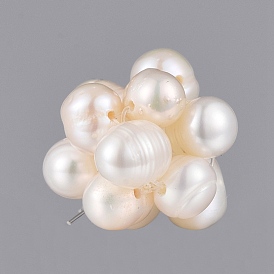Handmade Natural Cultured Freshwater Pearl Woven Beads, Cluster Beads, with Nylon Wire