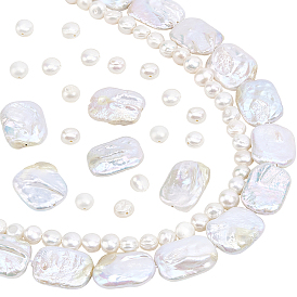 2 нити 2 стили нитей из натуральных жемчужных бусин кеши, культивированный пресноводный жемчуг, прямоугольник с полированными двумя сторонами