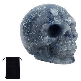 Украшения для дома из натуральных драгоценных камней на Хэллоуин, с бархатной сумкой, череп