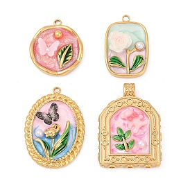 304 нержавеющей стальной эмали подвески, с отделкой из искусственного жемчуга из смолы и АБС, ионное покрытие (ip), реальный 18 k позолоченный