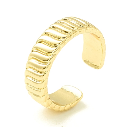 Anillo de puño abierto ranurado de latón para mujer, anillo de dedo acanalado, sin plomo y cadmio